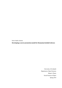 Developing a Career Promotion Model for Romanian Football Referees