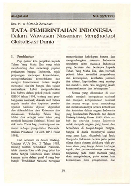 TATA PEMERINTAHAN INDONESIA Dalam Wawasan Nusantara Menghadapi Globalisasi Dunia