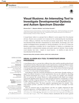 Visual Illusions: an Interesting Tool to Investigate Developmental Dyslexia and Autism Spectrum Disorder