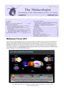 MOLLUSCAN FORUM 2011 ABSTRACTS…...…………3 to 16 VERÓNICA NÚÑEZ: XXII Encontro Brasileiro De Malacologia RESEARCH GRANT REPORTS: (EBRAM)