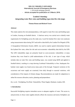 Integrating Water Flow Rates and Building Types Into Fire Risk Maps