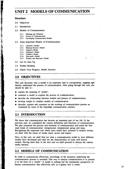 Unit 2 Models of Communication
