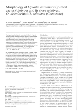 Morphology of Opuntia Aurantiaca (Jointed Cactus) Biotypes and Its Close Relatives, 0