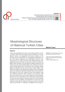 Morphological Structures of Historical Turkish Cities Mehmet Topçu*