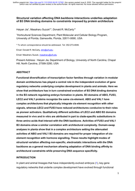 Structural Variation Affecting DNA Backbone Interactions Underlies Adaptation of B3 DNA Binding Domains to Constraints Imposed by Protein Architecture