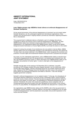 Amnesty International Joint Statement