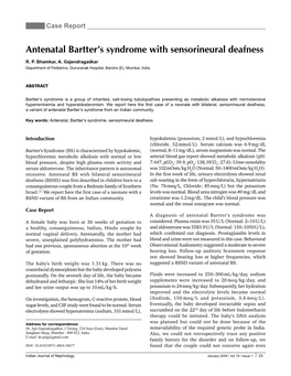 Antenatal Bartter's Syndrome with Sensorineural Deafness