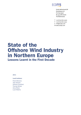 State of the Offshore Wind Industry in Northern Europe Lessons Learnt in the First Decade