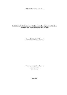Institutions, Colonisation and the Economic Development of Western Australia and South Australia, 1829 to 1900
