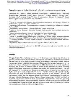 Population History of the Sardinian People Inferred from Whole-Genome Sequencing