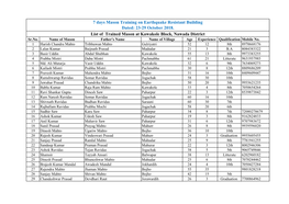 7 Days Mason Training on Earthquake Resistant Building Dated: 23-29 October 2018