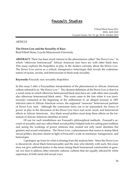 The Down Low and the Sexuality of Race Brad Elliott Stone, Loyola Marymount University