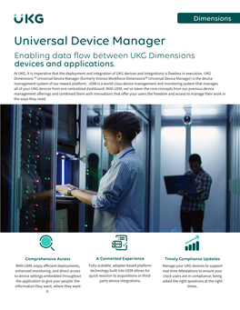 Universal Device Manager Enabling Data Flow Between UKG Dimensions Devices and Applications