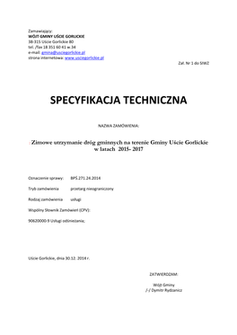 Specyfikacja Techniczna