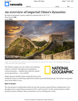 An Overview of Imperial China's Dynasties
