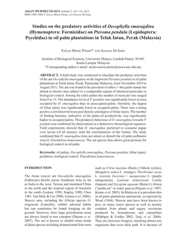 Studies on the Predatory Activities of Oecophylla