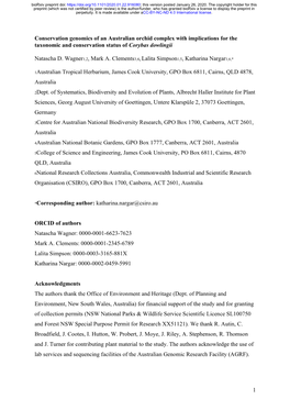 Conservation Genomics of an Australian Orchid Complex with Implications for the Taxonomic and Conservation Status of Corybas Dowlingii