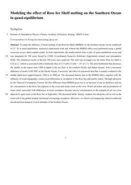 Modeling the Effect of Ross Ice Shelf Melting on the Southern Ocean in Quasi-Equilibrium