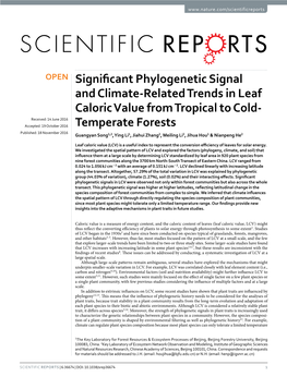 Significant Phylogenetic Signal and Climate-Related Trends in Leaf