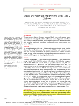 Excess Mortality Among Persons with Type 2 Diabetes
