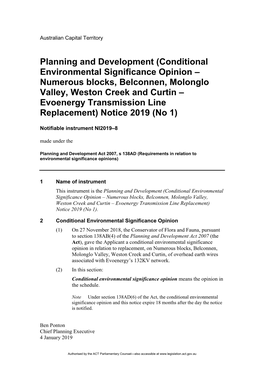 Conditional Environmental Significance Opinion – Numerous