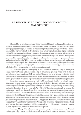 Bolesław Domański Przemysł W Rozwoju Gospodarczym Małopolski