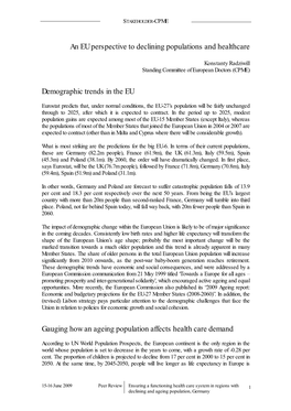 An EU Perspective to Declining Populations and Healthcare
