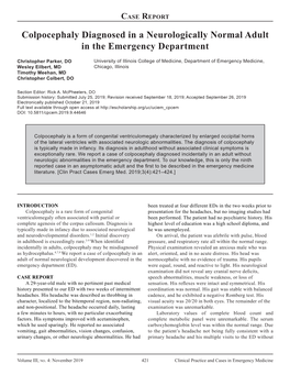 Colpocephaly Diagnosed in a Neurologically Normal Adult in the Emergency Department