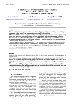 Implementasi High Performance Computing Menggunakan Pelicanhpc Dengan Teknik Beowulf Clustering
