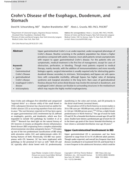 Crohn's Disease of the Esophagus, Duodenum, and Stomach