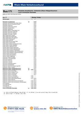 Bus 171 Lorch-Lorchhausen Rheinallee Gultig¨ Vom 28.01.2012 Bis 08.12.2012