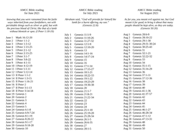 AMCC Bible Reading for June 2021 June 1 Mark 16:12-20 June 2 I