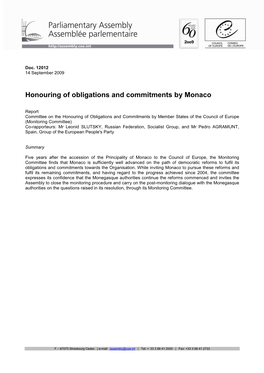 Honouring of Obligations and Commitments by Monaco