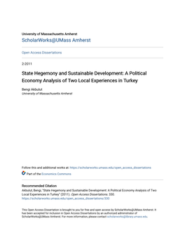 State Hegemony and Sustainable Development: a Political Economy Analysis of Two Local Experiences in Turkey