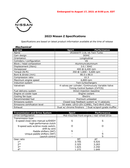 2023 Nissan Z Specs.Pdf