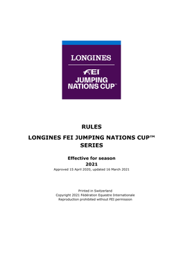 Rules Longines Fei Jumping Nations Cup™ Series