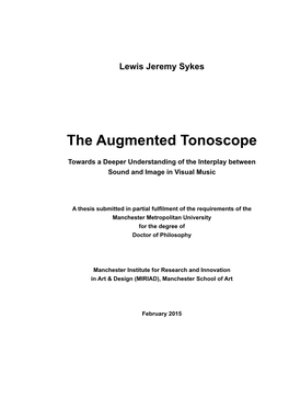 Lewis Jeremy Sykes the Augmented Tonoscope