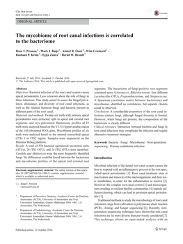 The Mycobiome of Root Canal Infections Is Correlated to the Bacteriome