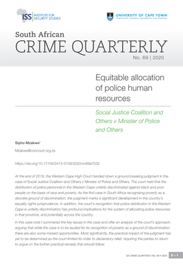 South African CRIME QUARTERLY No