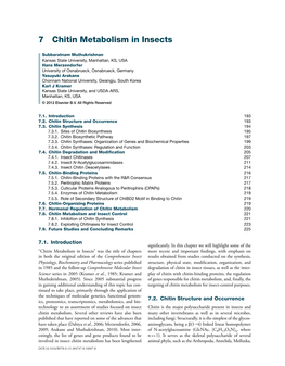 Chitin Metabolism in Insects