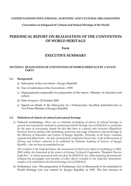 Periodic Reporting Cycle 1, Section I