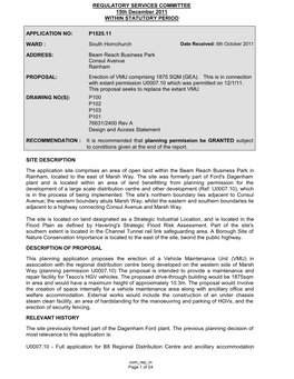 REGULATORY SERVICES COMMITTEE 15Th December 2011 WITHIN STATUTORY PERIOD