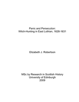 Panic and Persecution: Witch-Hunting in East Lothian, 1628-1631