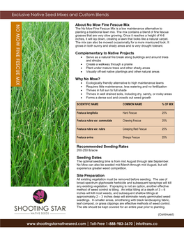 No Mow Fine Fescue Mix Information Sheet