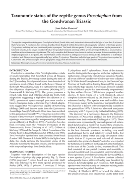 Taxonomic Status of the Reptile Genus Procolophon from the Gondwanan Triassic