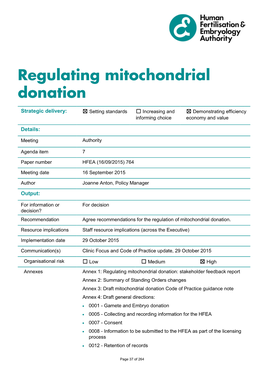 Regulating Mitochondrial Donation