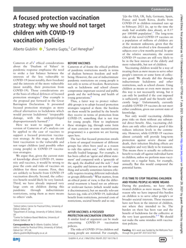 A Focused Protection Vaccination Strategy: Why We Should Not Target Children with COVID-19 Vaccination Policies