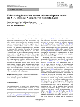 Understanding Interactions Between Urban Development Policies and GHG Emissions: a Case Study in Stockholm Region