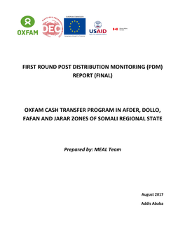 First Round Post Distribution Monitoring (Pdm) Report (Final)