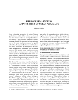 Philosophical Inquiry and the Crisis of Cuban Public Life